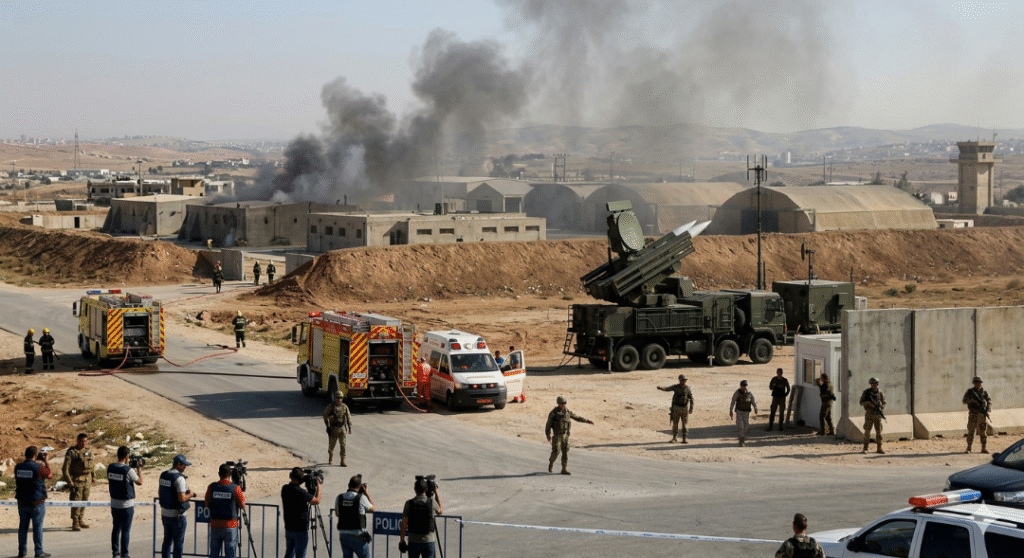 Missile strike aftermath and air defense systems during escalating middle east conflict in March 2026.